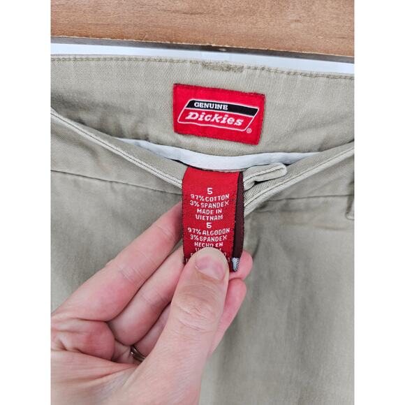Dickies Juniors Sz 5 Straight Leg Khaki Pants Light Beige Cotton Blend - Picture 2 of 3
